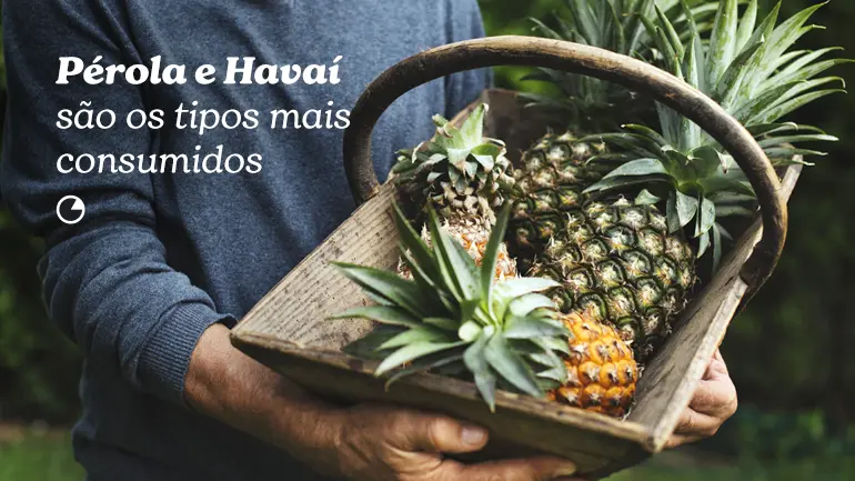 O Abacaxi Pérola e o Abacaxi Havaí são os tipos consumidos.